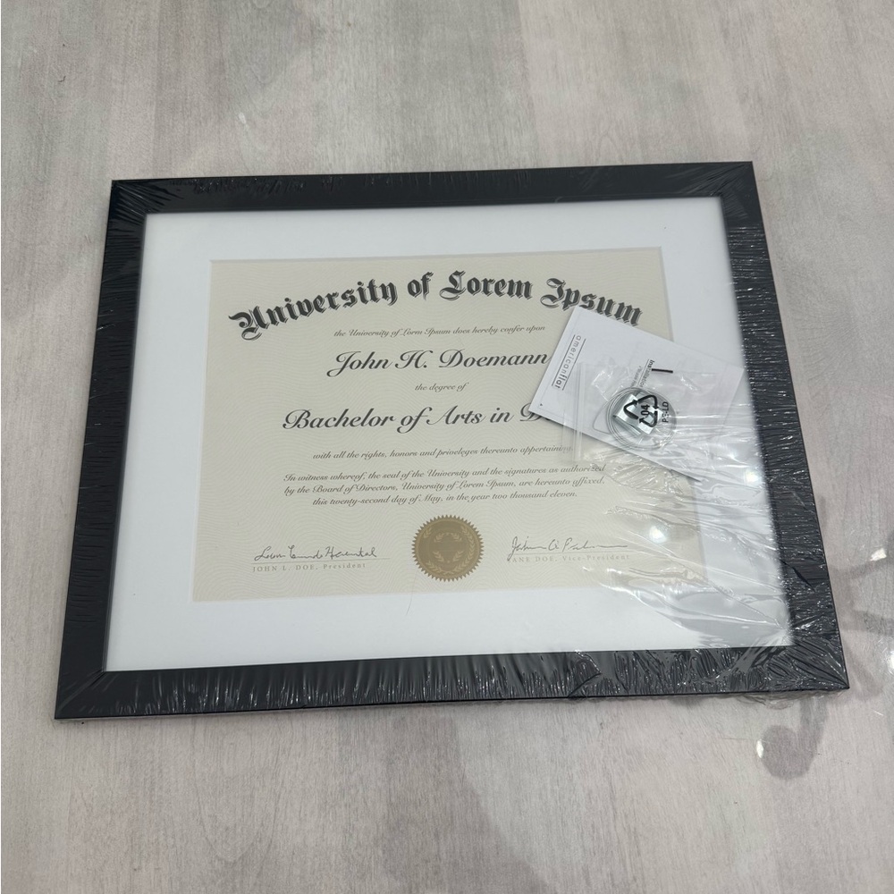 NWOT Matted Black Diploma Photo Frame 8”x10.5” Opening